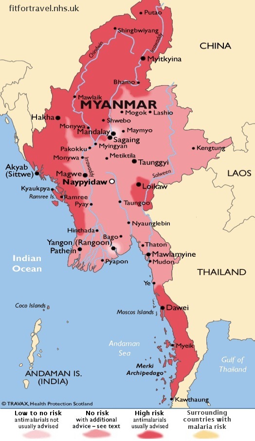 malaria map Myanmar